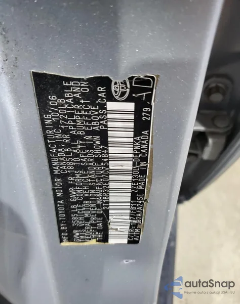 2007 Toyota Corolla Ce from USA, damaged, VIN 2T1BR32E07C754847